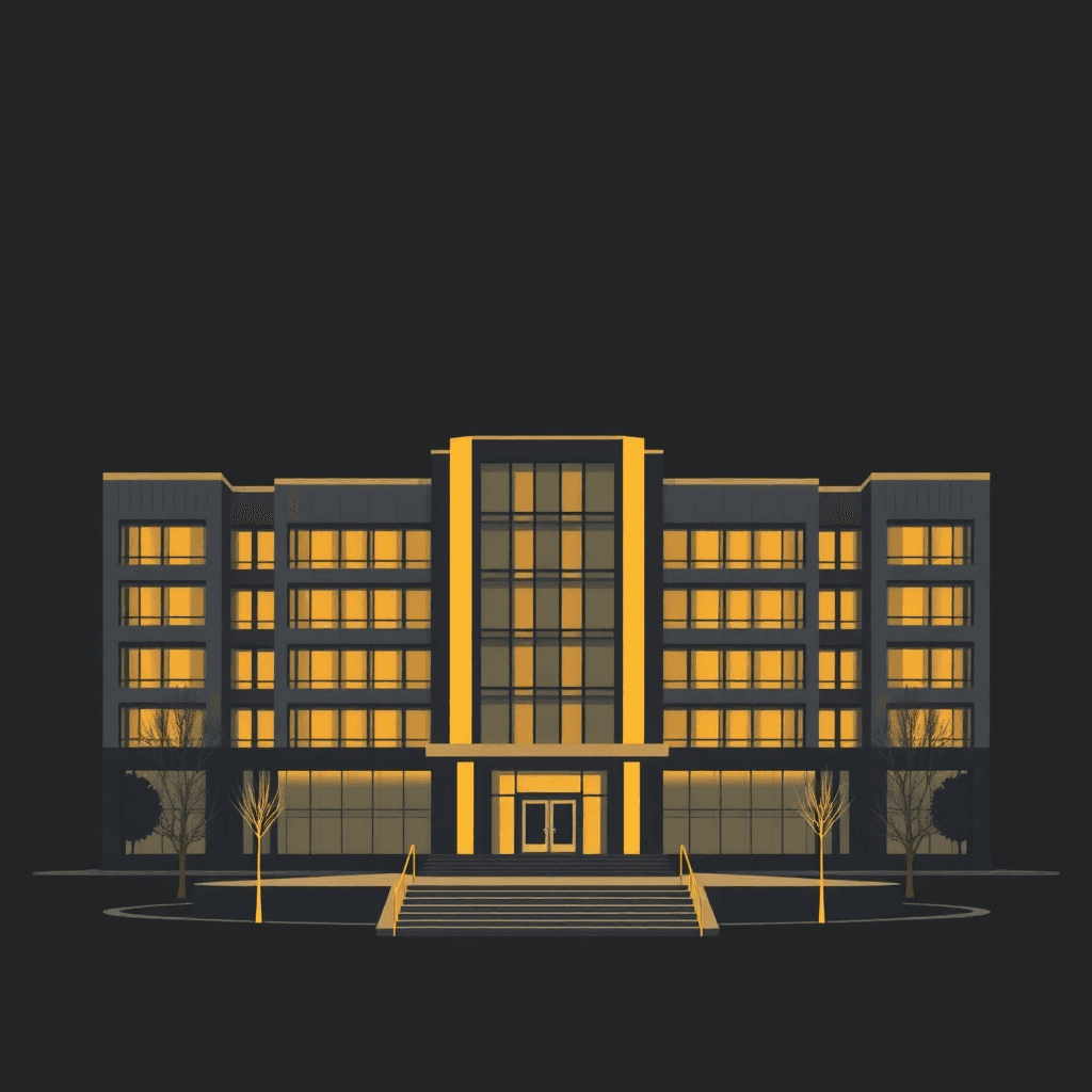 Modern university campus and corporate office building